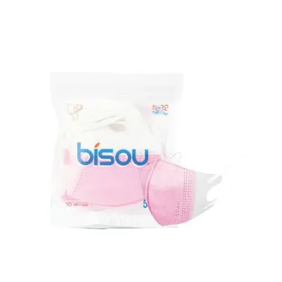 Khẩu Trang 5D Kids Bisou (05-12 Tuổi) Hồng Bịch 10 Cái